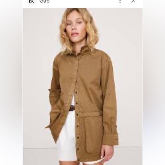 COTTON TWILL UTILITY TUNIC Beige Tan Banana Republic Button down jacket M - Picture 14 of 15